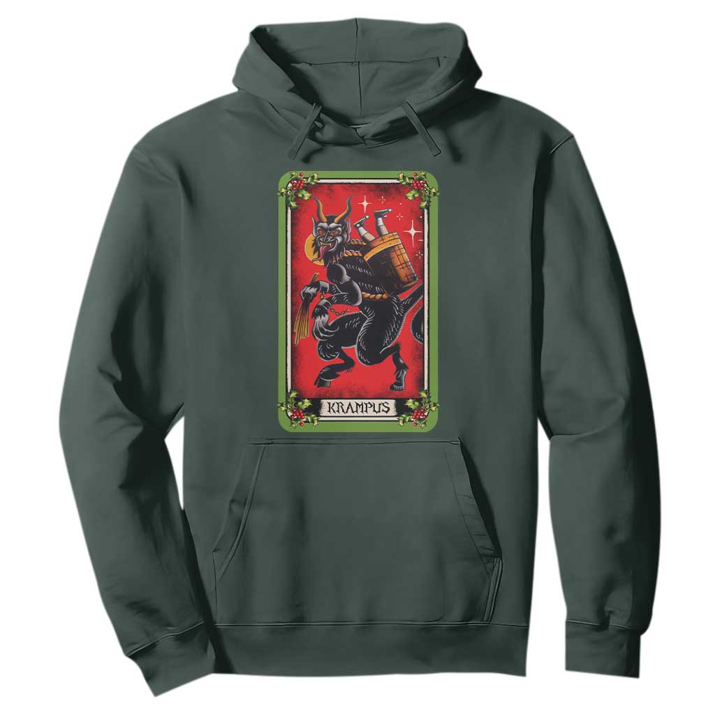 Christmas Krampus Hoodie American Traditional Tarot Card TS09 Dark Forest Green Print Your Wear