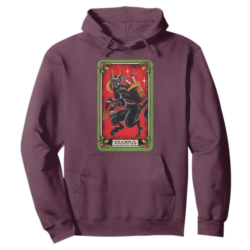 Christmas Krampus Hoodie American Traditional Tarot Card TS09 Maroon Print Your Wear