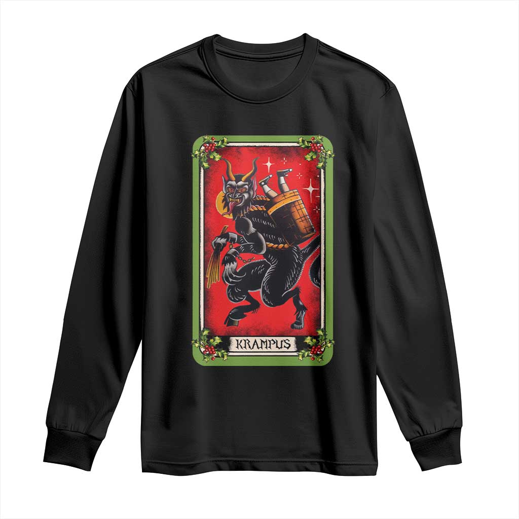 Christmas Krampus Long Sleeve Shirt American Traditional Tarot Card TS09 Black Print Your Wear