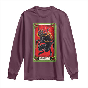 Christmas Krampus Long Sleeve Shirt American Traditional Tarot Card TS09 Maroon Print Your Wear