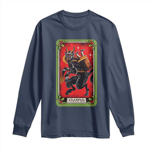 Christmas Krampus Long Sleeve Shirt American Traditional Tarot Card TS09 Navy Print Your Wear