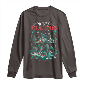 Horror Christmas Merry Krampus Long Sleeve Shirt TS09 Dark Chocolate Print Your Wear