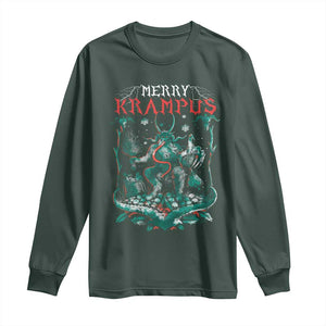 Horror Christmas Merry Krampus Long Sleeve Shirt TS09 Dark Forest Green Print Your Wear