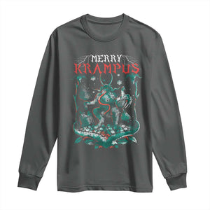 Horror Christmas Merry Krampus Long Sleeve Shirt TS09 Dark Heather Print Your Wear