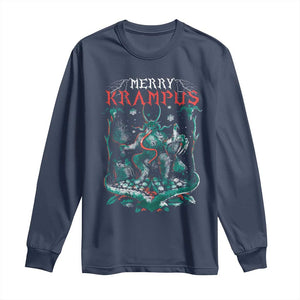 Horror Christmas Merry Krampus Long Sleeve Shirt TS09 Navy Print Your Wear