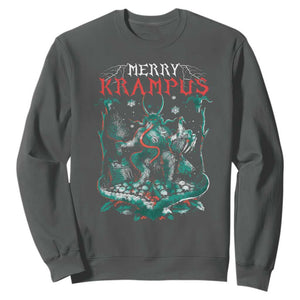 Horror Christmas Merry Krampus Sweatshirt TS09 Dark Heather Print Your Wear