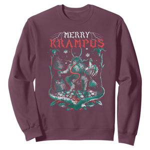 Horror Christmas Merry Krampus Sweatshirt TS09 Maroon Print Your Wear