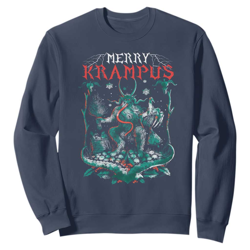 Horror Christmas Merry Krampus Sweatshirt TS09 Navy Print Your Wear