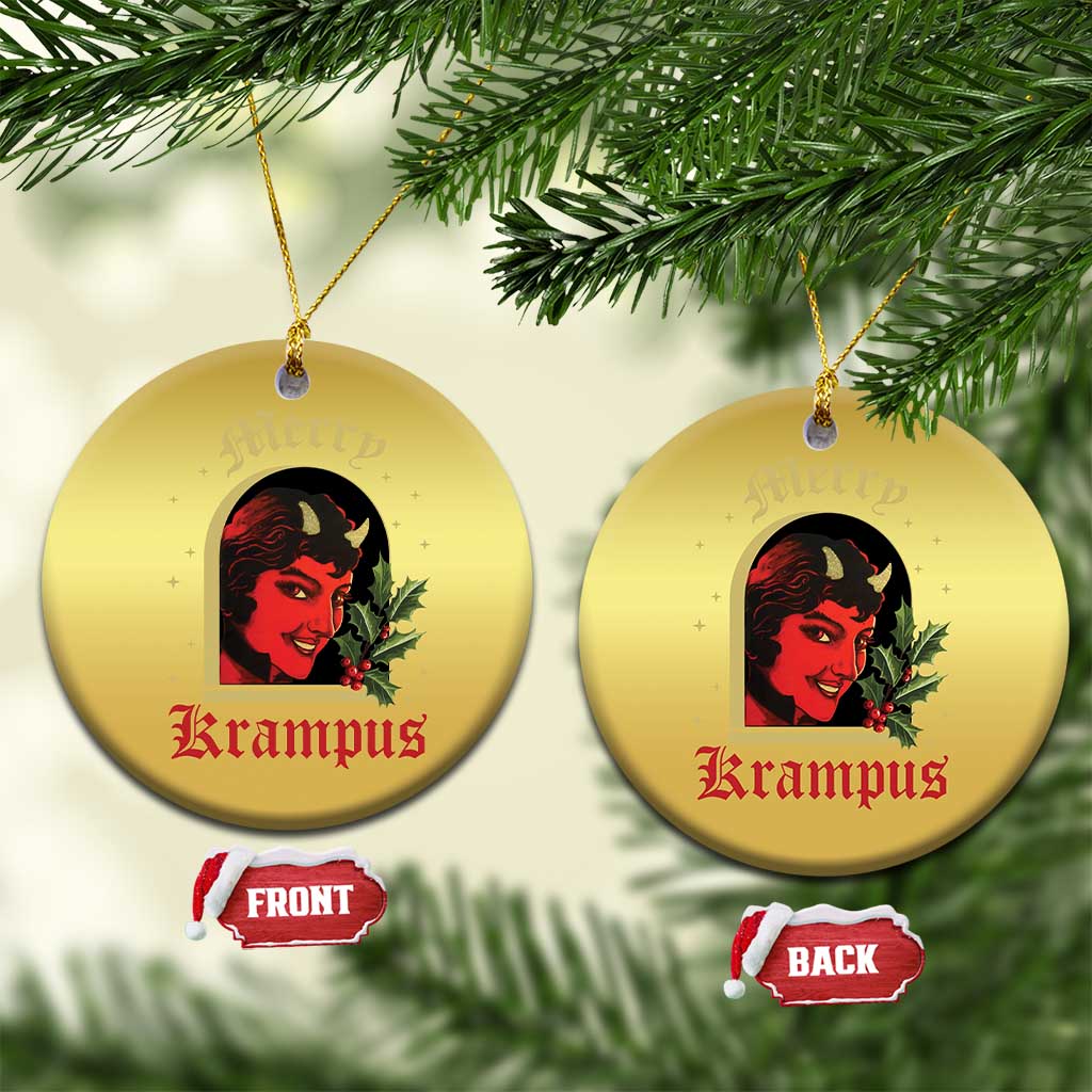 Horror Christmas Female Krampus Christmas Ornament TS09 Circle Gold Print Your Wear