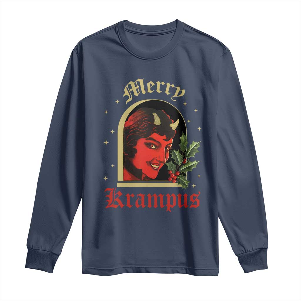 Horror Christmas Female Krampus Long Sleeve Shirt TS09 Navy Print Your Wear
