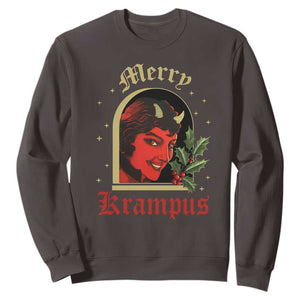 Horror Christmas Female Krampus Sweatshirt TS09 Dark Chocolate Print Your Wear