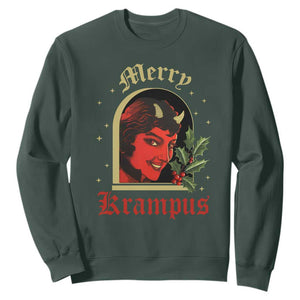 Horror Christmas Female Krampus Sweatshirt TS09 Dark Forest Green Print Your Wear