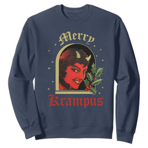 Horror Christmas Female Krampus Sweatshirt TS09 Navy Print Your Wear