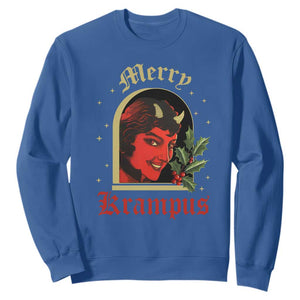 Horror Christmas Female Krampus Sweatshirt TS09 Royal Blue Print Your Wear