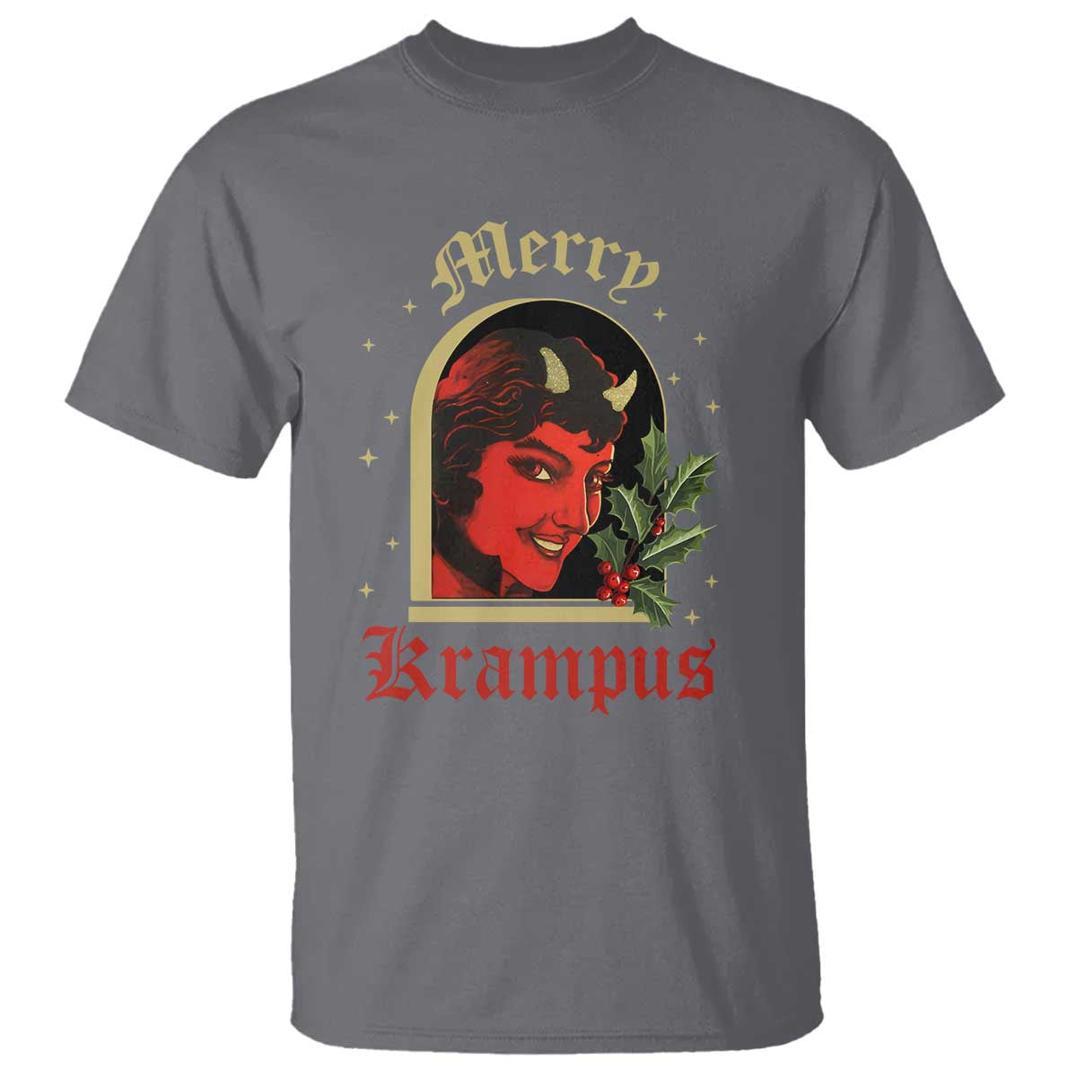 Horror Christmas Female Krampus T Shirt TS09 Charcoal Print Your Wear