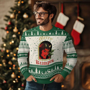Horror Christmas Female Krampus Ugly Christmas Sweater TS09 Green Print Your Wear