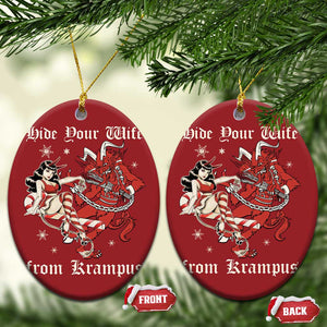 Funny Xmas Christmas Ornament Hide Your Wife From Krampus TS09 Oval Red Print Your Wear