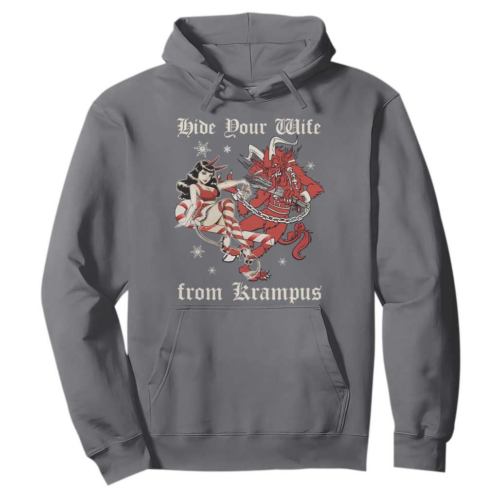 Funny Christmas Hoodie Hide Your Wife From Krampus TS09 Charcoal Print Your Wear