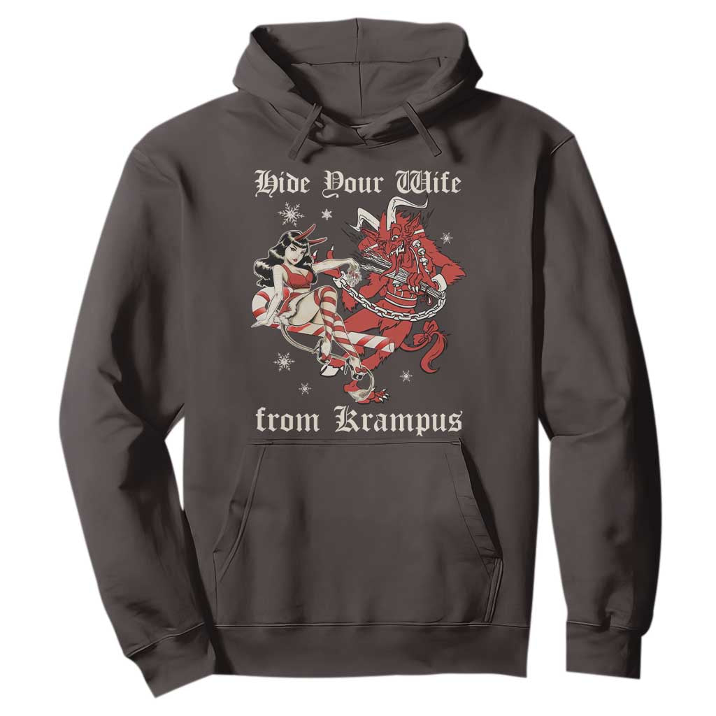 Funny Christmas Hoodie Hide Your Wife From Krampus TS09 Dark Chocolate Print Your Wear