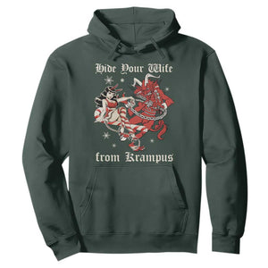 Funny Christmas Hoodie Hide Your Wife From Krampus TS09 Dark Forest Green Print Your Wear