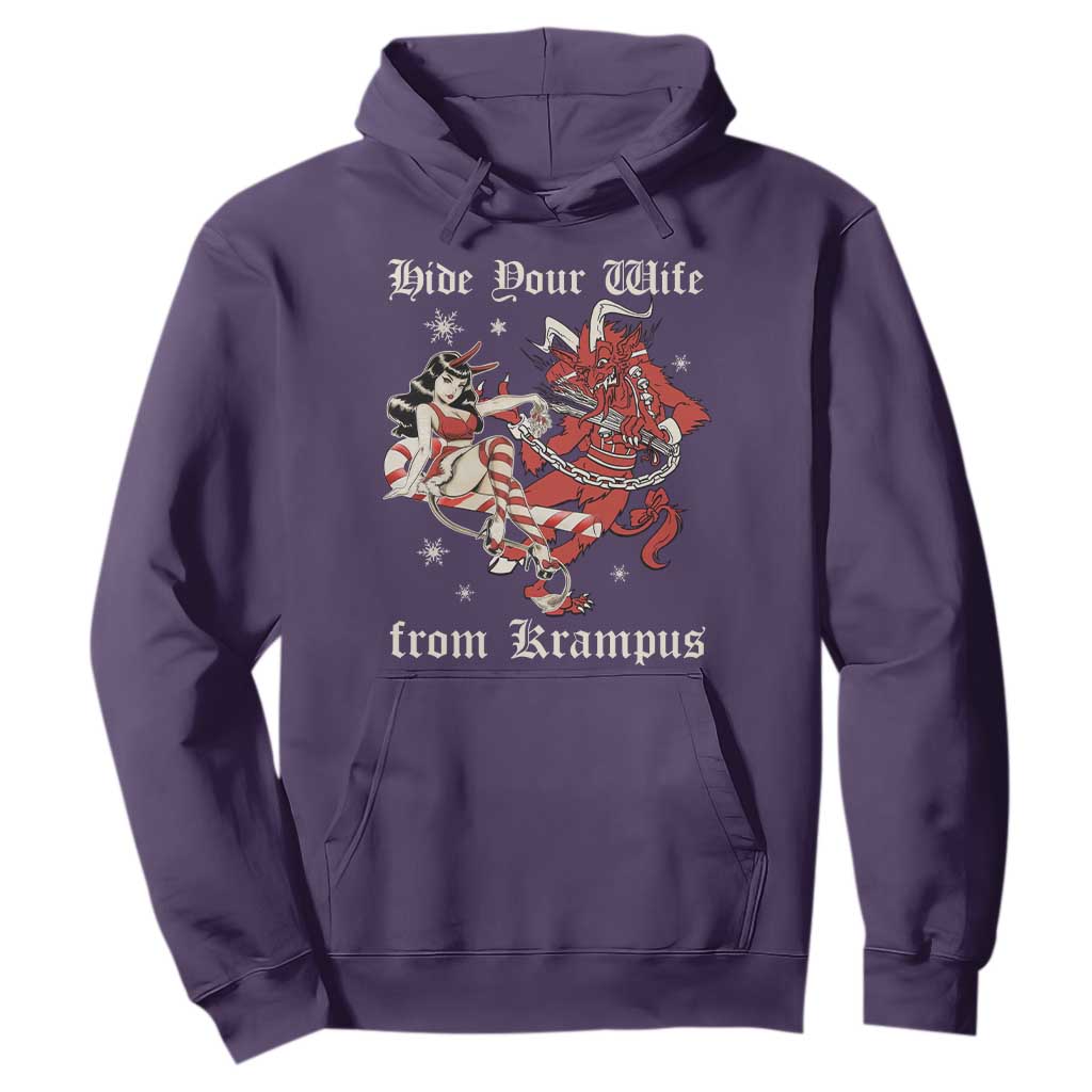 Funny Christmas Hoodie Hide Your Wife From Krampus TS09 Purple Print Your Wear