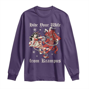 Funny Christmas Long Sleeve Shirt Hide Your Wife From Krampus TS09 Purple Print Your Wear