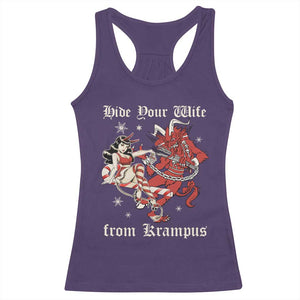 Funny Christmas Racerback Tank Top Hide Your Wife From Krampus TS09 Purple Print Your Wear