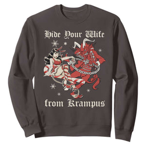 Funny Christmas Sweatshirt Hide Your Wife From Krampus TS09 Dark Chocolate Print Your Wear