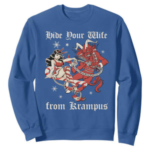 Funny Christmas Sweatshirt Hide Your Wife From Krampus TS09 Royal Blue Print Your Wear