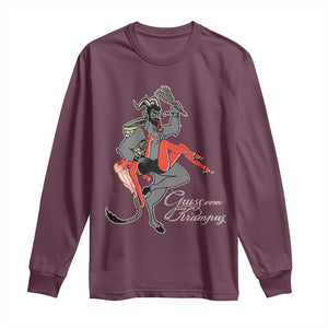 Funny Christmas Gruss Vom Krampus Long Sleeve Shirt TS09 Maroon Print Your Wear