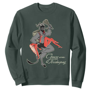 Funny Christmas Gruss Vom Krampus Sweatshirt TS09 Dark Forest Green Print Your Wear