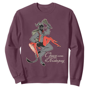 Funny Christmas Gruss Vom Krampus Sweatshirt TS09 Maroon Print Your Wear