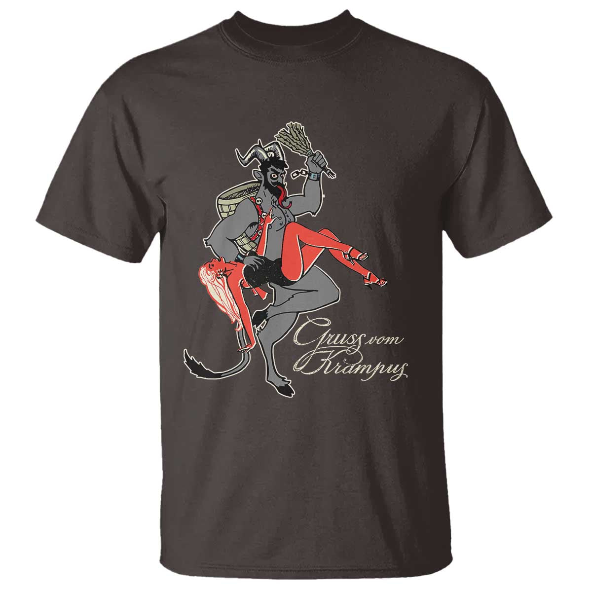 Funny Christmas Gruss Vom Krampus T Shirt TS09 Dark Chocolate Print Your Wear