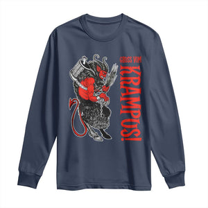 Horror Christmas Gruss Vom Krampus Long Sleeve Shirt TS09 Navy Print Your Wear