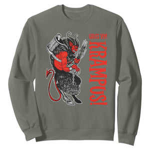 Horror Christmas Gruss Vom Krampus Sweatshirt TS09 Military Green Print Your Wear