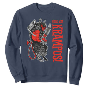 Horror Christmas Gruss Vom Krampus Sweatshirt TS09 Navy Print Your Wear