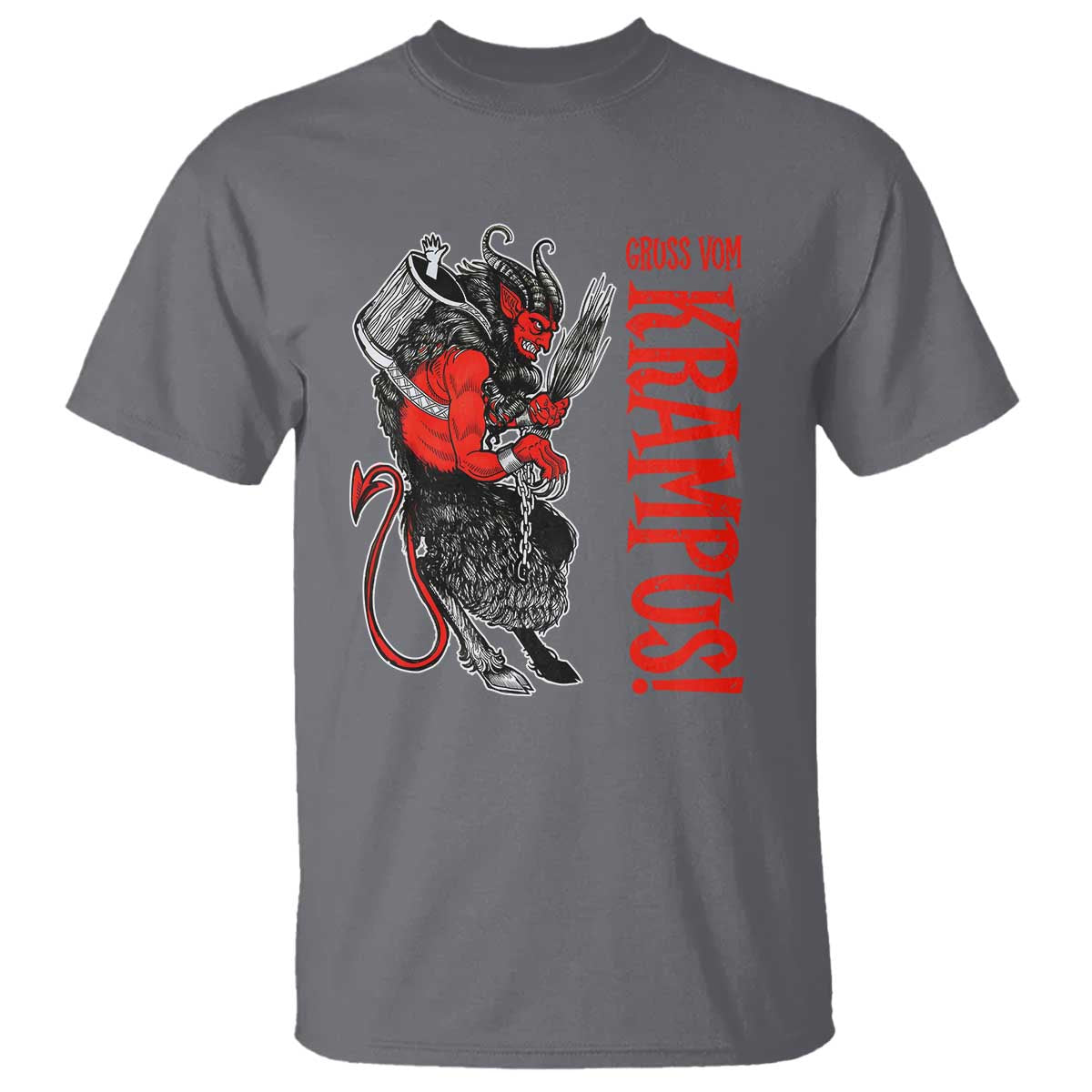 Horror Christmas Gruss Vom Krampus T Shirt TS09 Charcoal Print Your Wear