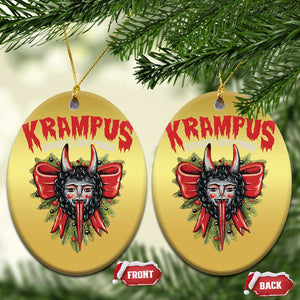 Xmas Krampus Christmas Ornament Season Greeting Coquette Bow Krampus TS09 Oval Gold Print Your Wear