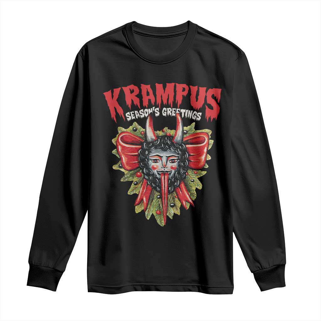 Christmas Krampus Long Sleeve Shirt Season Greeting Coquette Bow Krampus TS09 Black Print Your Wear