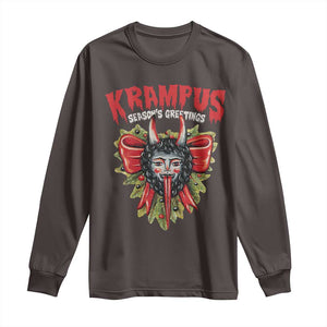 Christmas Krampus Long Sleeve Shirt Season Greeting Coquette Bow Krampus TS09 Dark Chocolate Print Your Wear