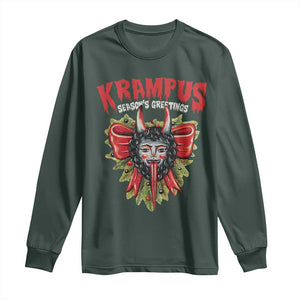 Christmas Krampus Long Sleeve Shirt Season Greeting Coquette Bow Krampus TS09 Dark Forest Green Print Your Wear