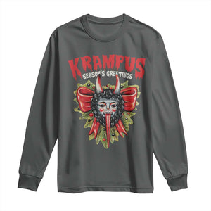 Christmas Krampus Long Sleeve Shirt Season Greeting Coquette Bow Krampus TS09 Dark Heather Print Your Wear