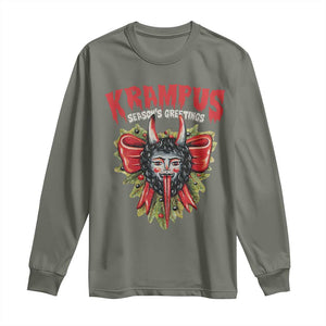 Christmas Krampus Long Sleeve Shirt Season Greeting Coquette Bow Krampus TS09 Military Green Print Your Wear