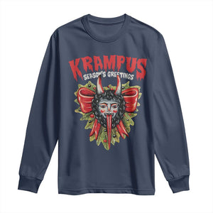 Christmas Krampus Long Sleeve Shirt Season Greeting Coquette Bow Krampus TS09 Navy Print Your Wear