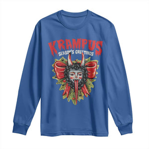 Christmas Krampus Long Sleeve Shirt Season Greeting Coquette Bow Krampus TS09 Royal Blue Print Your Wear