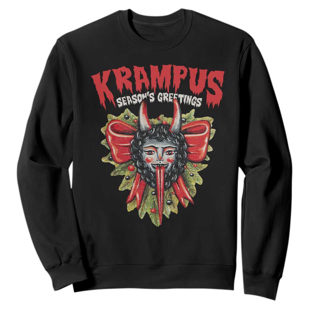 Christmas Krampus Sweatshirt Season Greeting Coquette Bow Krampus TS09 Black Print Your Wear