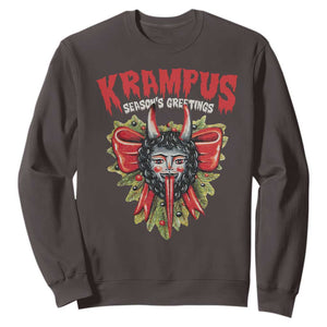 Christmas Krampus Sweatshirt Season Greeting Coquette Bow Krampus TS09 Dark Chocolate Print Your Wear