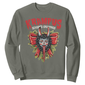 Christmas Krampus Sweatshirt Season Greeting Coquette Bow Krampus TS09 Military Green Print Your Wear