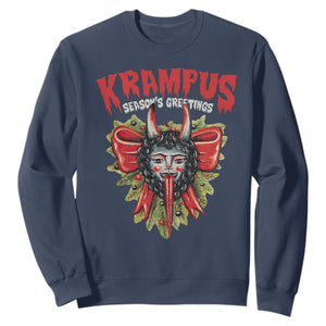 Christmas Krampus Sweatshirt Season Greeting Coquette Bow Krampus TS09 Navy Print Your Wear