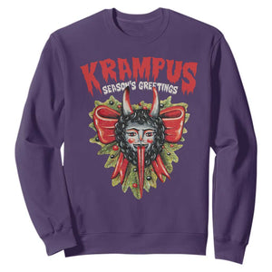 Christmas Krampus Sweatshirt Season Greeting Coquette Bow Krampus TS09 Purple Print Your Wear